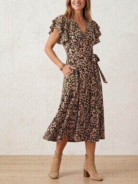 Sienna Sky Animal Print Midi Dress with Pockets